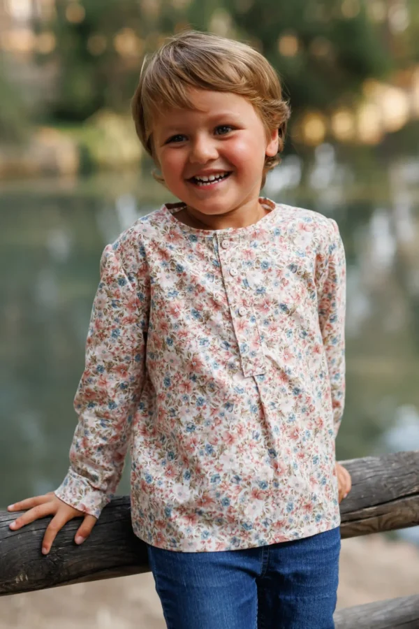 Polera niño rosa y azul