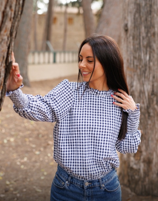 Camisa mujer vichy azul marino Annete