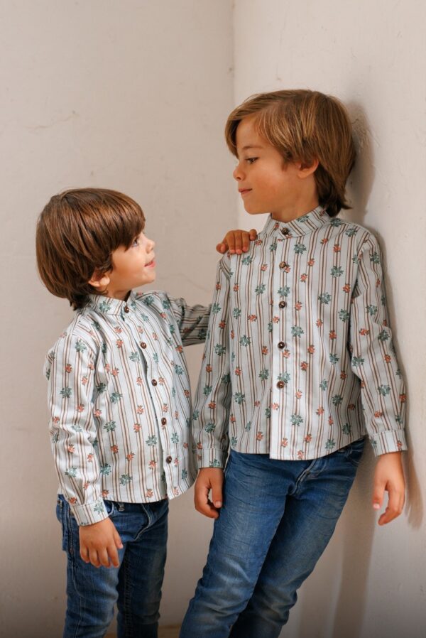 camisa niño exclusiva rayas y flores