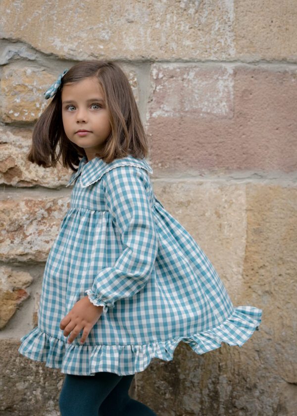 vestido para niña vichy azul