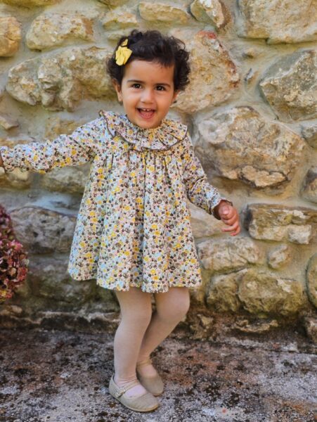 vestido niña flores con lazo