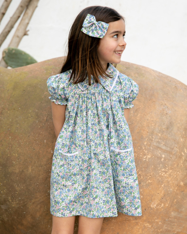 vestido niña floral azul