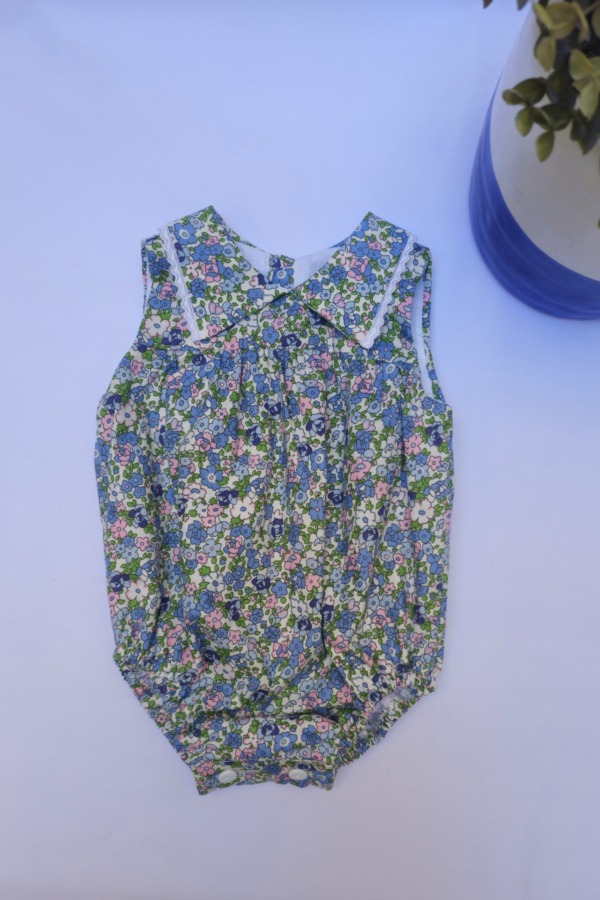 pelele bebe unisex flores azul