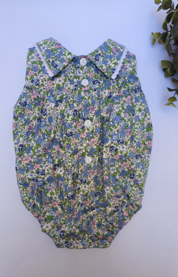 pelele bebe unisex flores azul