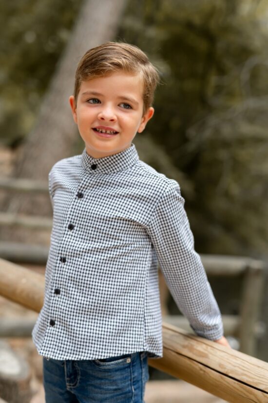 camisa niño vichy negra