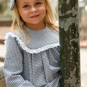 vestido niña vichy negro y blanco