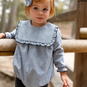 Pelele Nogal de bebé en moda infantil artesanal con cuadros vichy