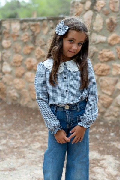 blusa vichy negro niña